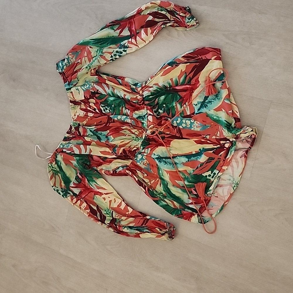 Forever 21 Tropical Off The Shoulder Romper